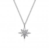 STERLING SILVER .03CT DIAMOND STAR NECKLACE