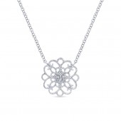 STERLING SILVER WHITE SAPPHIRE FILIGREE PENDANT
