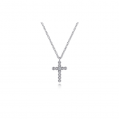 STERLING SILVER DIAMOND CROSS NECKLACE