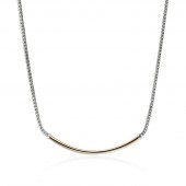 JOHN HARDY STERLING SILVER AND 14K GOLD BAR MINI CHAIN NECKLACE
