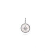 STERLING SILVER BUJUKAN WHITE SAPPHIRE AND MOTHER OF PEARL STARBURST MEDALLION