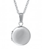 STERLING SILVER ROUND BABY LOCKET ON A CABLE CHAIN