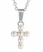 STERLING SILVER PEARL CROSS PENDANT ON CABLE CHAIN