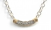 VAHAN STERLING SILVER & 14K DIAMOND BAR NECKLACE