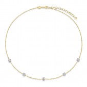 STERLING SILVER GOLD PLATED CZ STATION NECKLACE