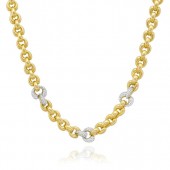 GOLD VERMEIL HEART LINK NECKLACE WITH CUBIC ZIRCONIA