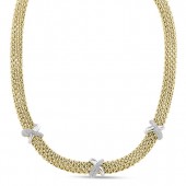 GOLD VERMEIL FANCY X HEART NECKLACE WITH CUBIC ZIRCONIA