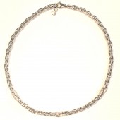 STERLING SILVER & RHODIUM FANCY OVAL LINK NECKLACE WITH CUBIC ZIRCONIA