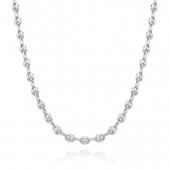 STERLING SILVER & RHODIUM FLAT COFFEE BEAN NECKLACE