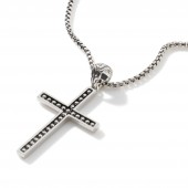 JOHN HARDY MENS STERLING SILVER JAWAN CROSS PENDANT