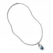 JOHN HARDY MENS STERLING SILVER AND GOLD MOTHER OF PEARL, TURQUOISE, LAPIS AND BLUE MATRIX PENDANT