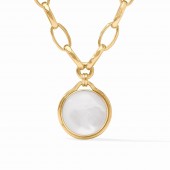 JULIE VOS GOLD PLATED  SOLARA STATEMENT NECKLACE WITH  AN IRIDESCENT CLEAR CRYSTAL