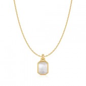 STERLING SILVER GOLD PLATED SQUARE MOTHER OF PEARL NECKLACE