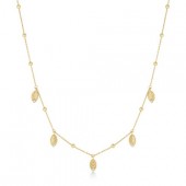 STERLING SILVER GOLD PLATED GOLD LEAF STATION NECKLACE