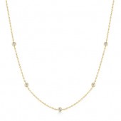 STERLING SILVER GOLD PLATED CLASSIC BEZEL SET STATION NECKLACE