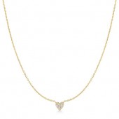 STERLING SILVER GOLD PLATED PAVE HEART NECKLACE