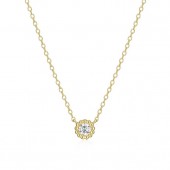 STERLING SILVER GOLD PLATED LAB GROWN DIAMOND FORZATINA CABLE CHAIN NECKLACE