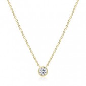 STERLING SILVER GOLD PLATED BEZEL SET CZ PENDANT
