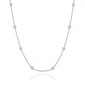 STERLING SILVER CZ STATION NECKLACE