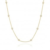 STERLING SILVER GOLD PLATED CZ STATION NECKLACE