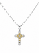 STERLING SILVER & 14K YELLOW GOLD CROSS PENDANT