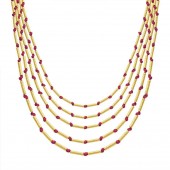18K GOLD PLATED DEVITRA BURGANDY MULTI STRAND NECKLACE