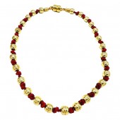 18K GOLD PLATED RED SARALEE SILK KNOTTED NECKLACE