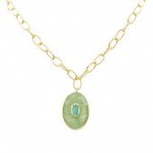 24K GOLD PLATE CLARISSA STATEMENT PENDANT WITH GREEN AMETHYST & BLUE TOPAZ