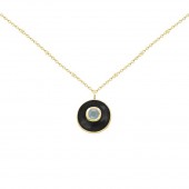 24K GOLD PLATE KARINA BLACK ONYX & TANZANITE DELICATE NECKLACE