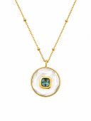 24K GOLD PLATED MOTHER OF PEARL & GREEN AMETHYST PENDANT