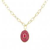 24K GOLD PLATE CLARISSA TOURMALINE WITH FUSCHIA STATEMENT PENDANT