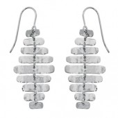 STERLING SILVER SHIMMERING OVAL DROP EARRINGS