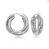 STERLING SILVER MEDIUM TRIPLED TUBE TWIST EARRINGS