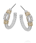 VAHAN STERLING SILVER & 14K 24MM DIAMOND HOOP EARRINGS