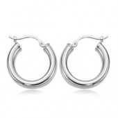 STERLING SILVER TUBE HOOP EARRINGS 3X18MM