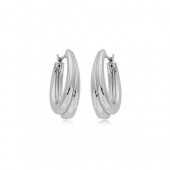 Sterling Silver Medium Ribbed Hoop Earrings