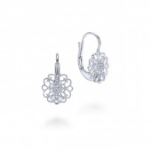 STERLING SILVER WHITE SAPPHIRE VINTAGE FILIGREE OPEN DROP EARRINGS