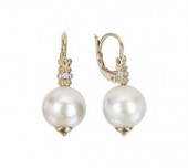 ALWAND VAHAN 14K YELLOW GOLD PEARL AND DIAMOND EARRINGS .05CTW