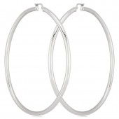 STERLING SILVER TUBE HOOP EARRINGS 3X70MM