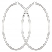 STERLING SILVER TUBE HOOP EARRINGS 3X70MM