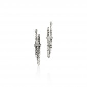 JOHN HARDY STERLING SILVER SPEAR DIAMOND PAVE EARRINGS
