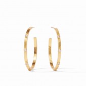 JULIE VOS CRESCENT HOOP GOLD PLATED EARRINGS WITH CZS