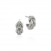 JOHN HARDY STERLING SILVER DIAMOND LOVE KNOT EARRINGS .38CTW
