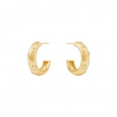 JULIE VOS LUNA STONE HOOP CZ EARRINGS