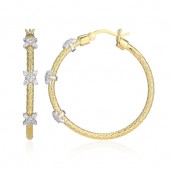 STERLING SILVER GOLD PLATED CZ HOOP EARRINGS