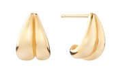 STERLING SILVER GOLD PLATED MINI J POST HOOP EARRINGS