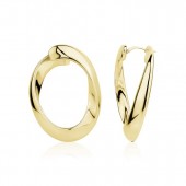 GOLD VERMEIL OVAL TWIST HOOP EARRINGS