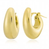 GOLD VERMEIL POLISHED MOON HOOP EARRINGS
