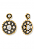 JULIE VOS GOLD PLATE TRIBECA STATEMENT EARRINGS WITH CUBIC ZIRCONIA