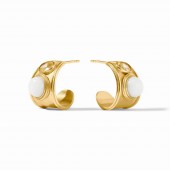 JULIE VOS PORTOFINO STONE WHITE JADE HOOP EARRINGS
